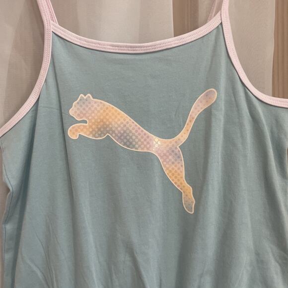 NWT Girl’s Puma Jersey Sleeveless Romper Size L (10/12) Turquoise $30 Orig - Picture 2 of 6